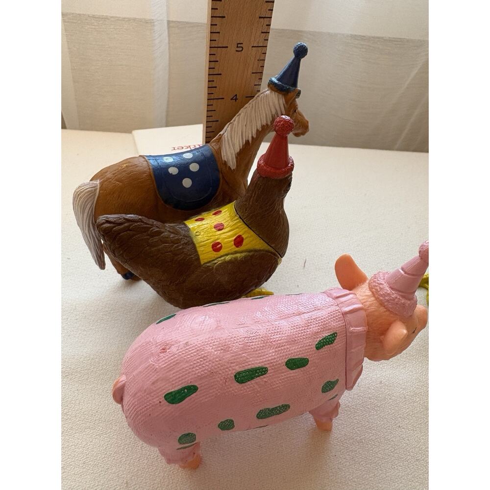 Lot 6 Ankyo Target Party Animals Figures Farm Toys Cake Topper Chicken Pig Horse - Picture 2 of 11